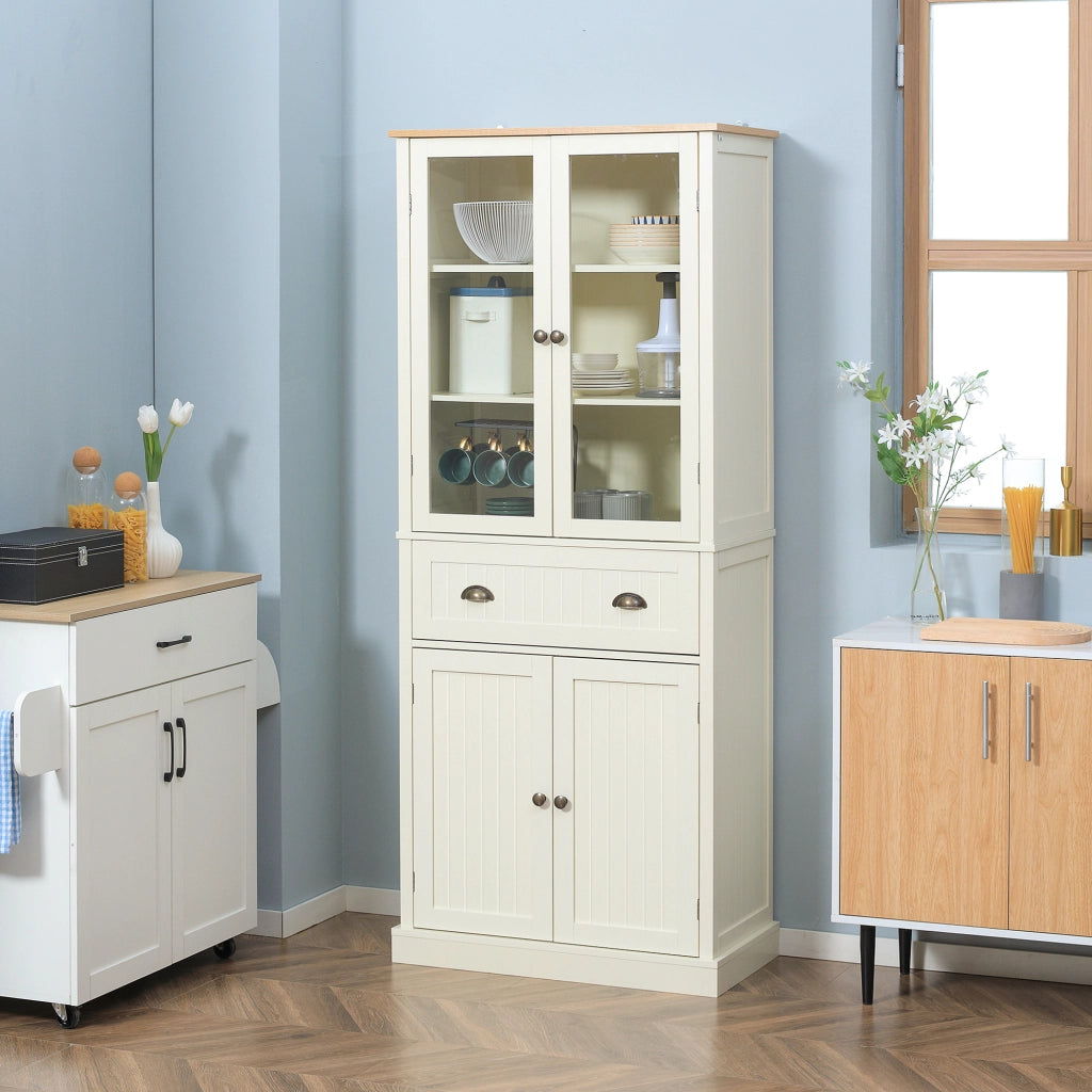 Armadio da cucina con 4 ante e cassetto ¨C Zephmum ¨C Beige 182.5 cm