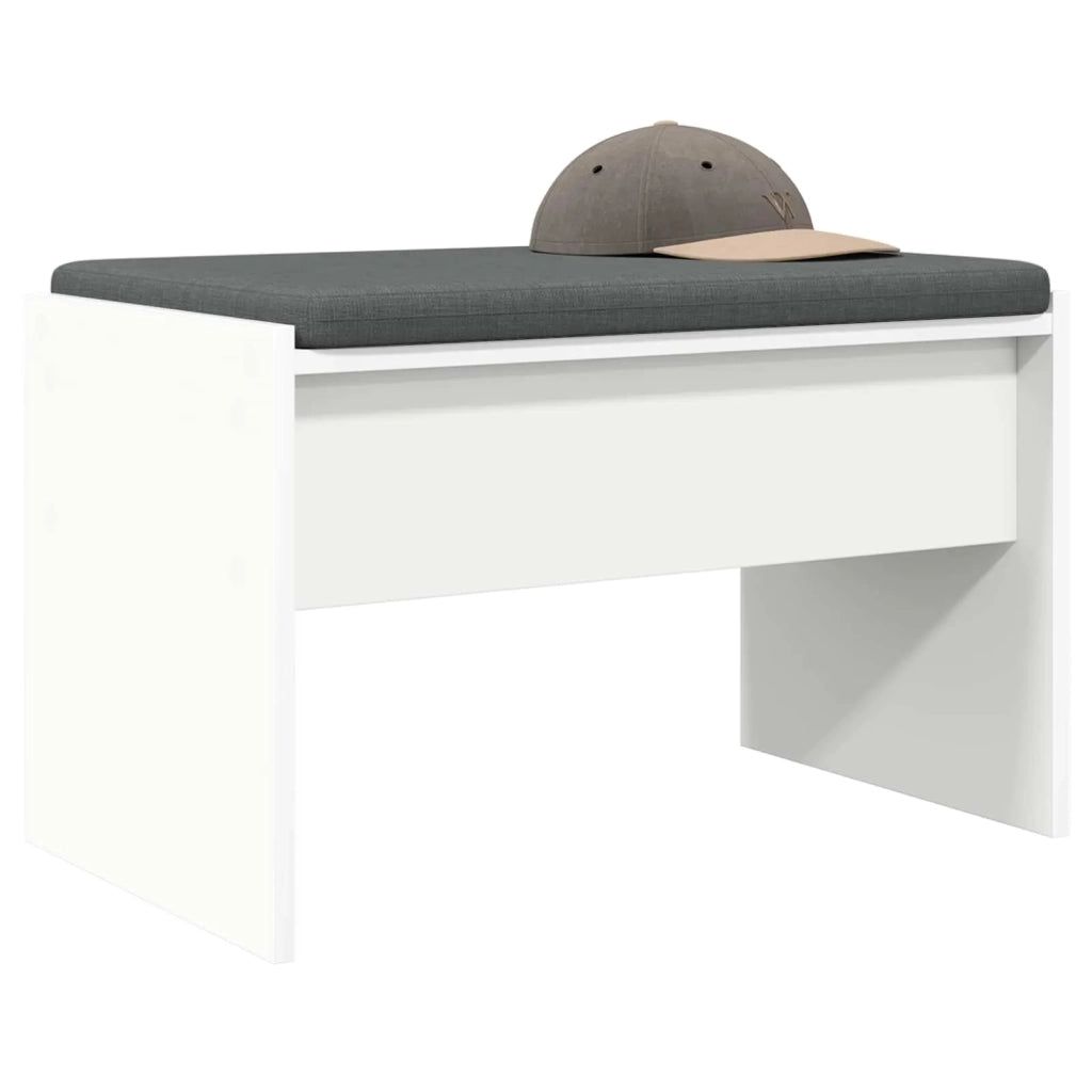 Panca per ingresso con cuscino-Sgabello-Panca da Corridoio Bianco 63 x 38 x 40 cm