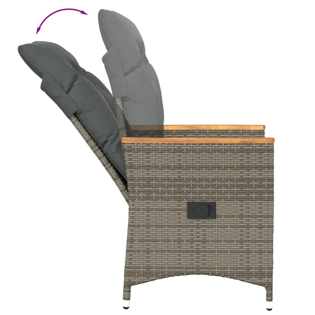 Set da Bistr¨° 3 pz | Set Salotto da Giardino con Cuscini Grigio in Polyrattan