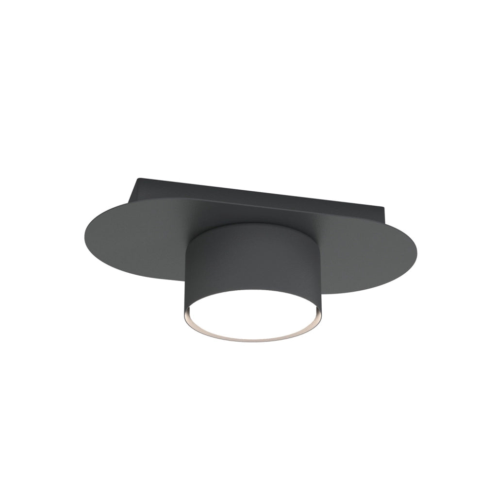 Lampada Da Soffitto 1 Luce Perseus In Acciaio Nero Diffusore A Cilindro