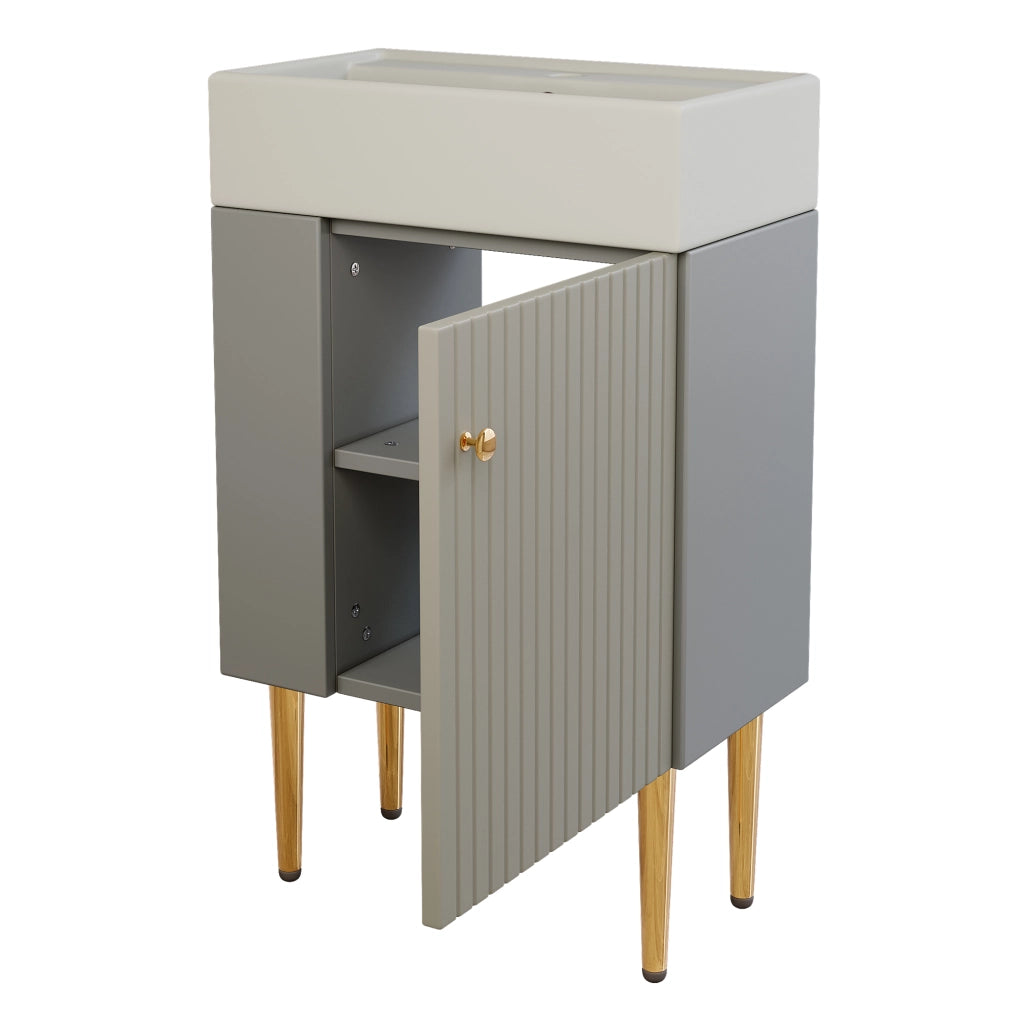 Mobile bagno con lavabo e sottolavabo 55 cm, grigio chiaro