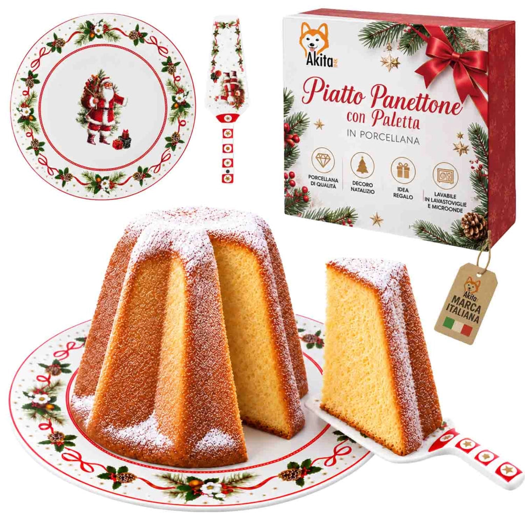 Akitaink Piatto Panettone Santa Claus 30 cm Paletta Porcellana