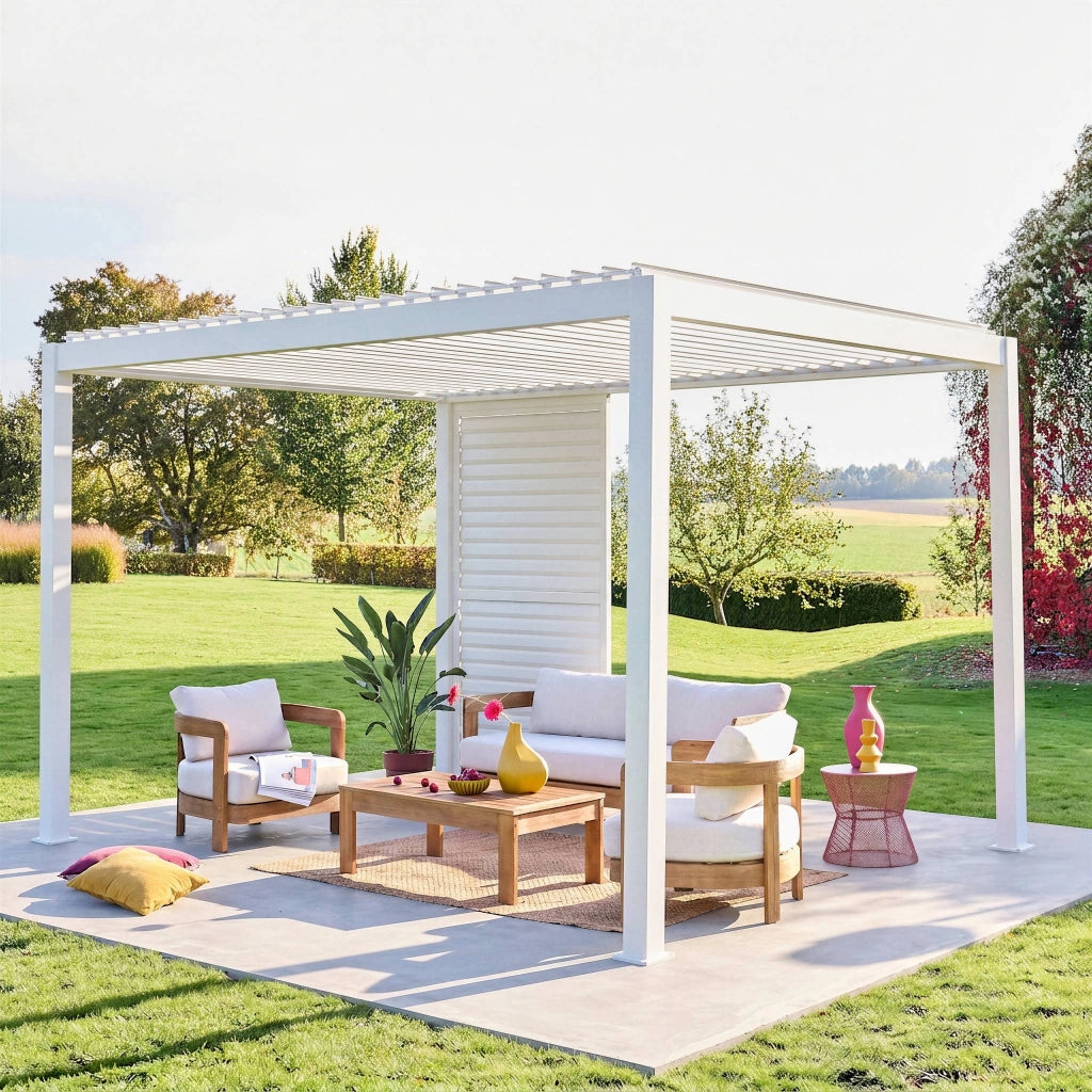 Persiana con lamelle orientabili 1.3m per pergola triomphe, bianco