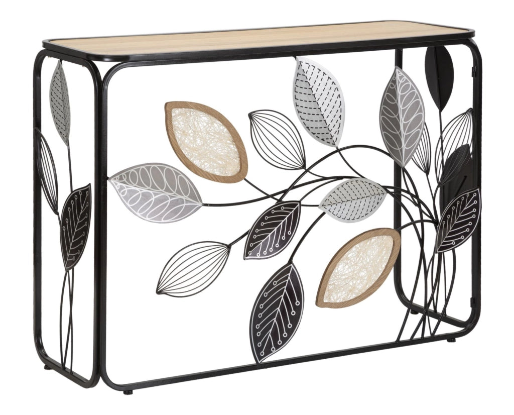 Console Autumn 108x36,8x80 cm in Ferro e MDF e Vetro Multicolor
