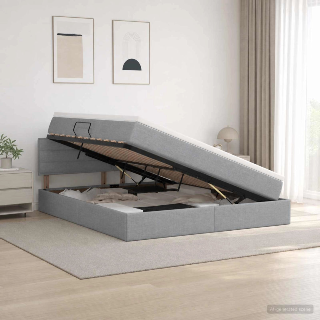 Letto con contenitore LED e materasso Grigio Chiaro 3459015