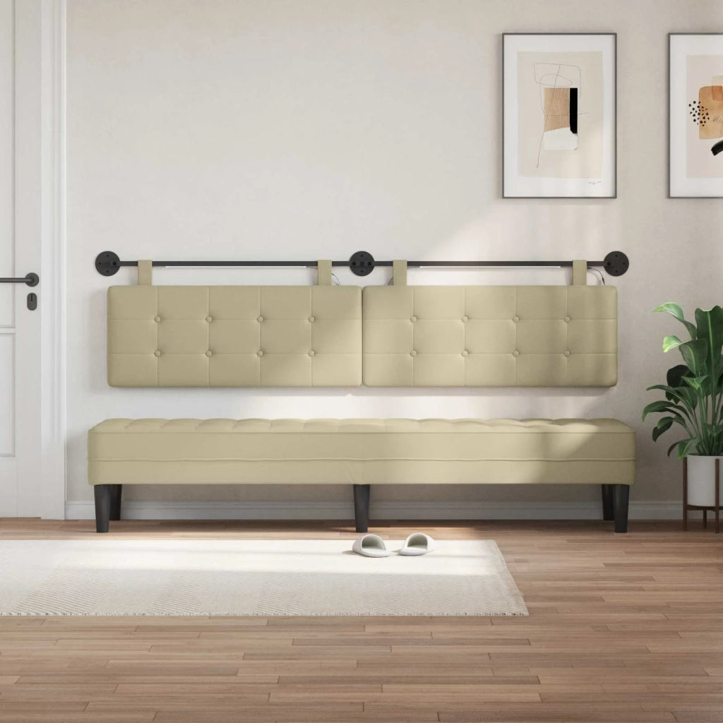 Testiera | Testata sospesa Con luce LED Crema Similpelle