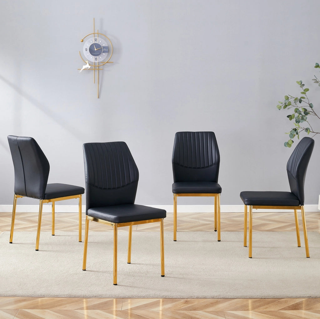 SEDIA da pranzo Set da 4 pezzi 93 cm PU Nero/Oro