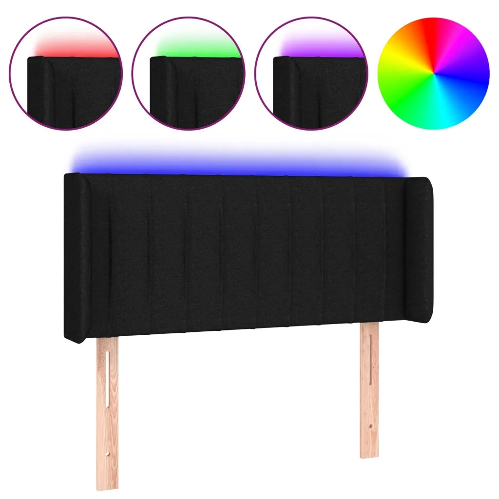 Testiera a LED-Testata con LED Nera 93x16x78/88 cm in Tessuto 441786