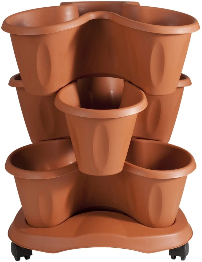 SET TRIFOGLIO CON 3 VASI E SOTTOVASO CON RUOTE