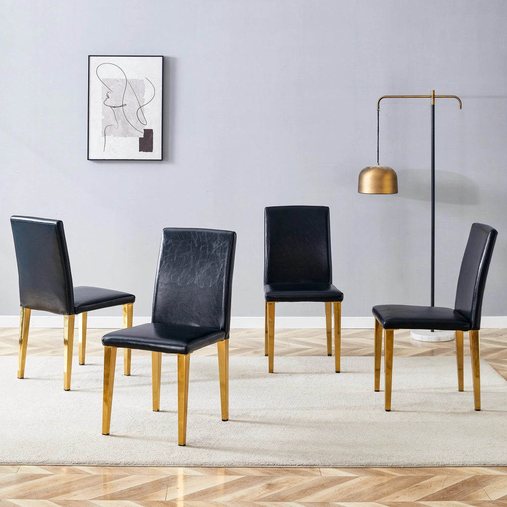 SEDIA DA PRANZO Set da 4 pezzi 90 cm Nero/Oro in PU e metallo