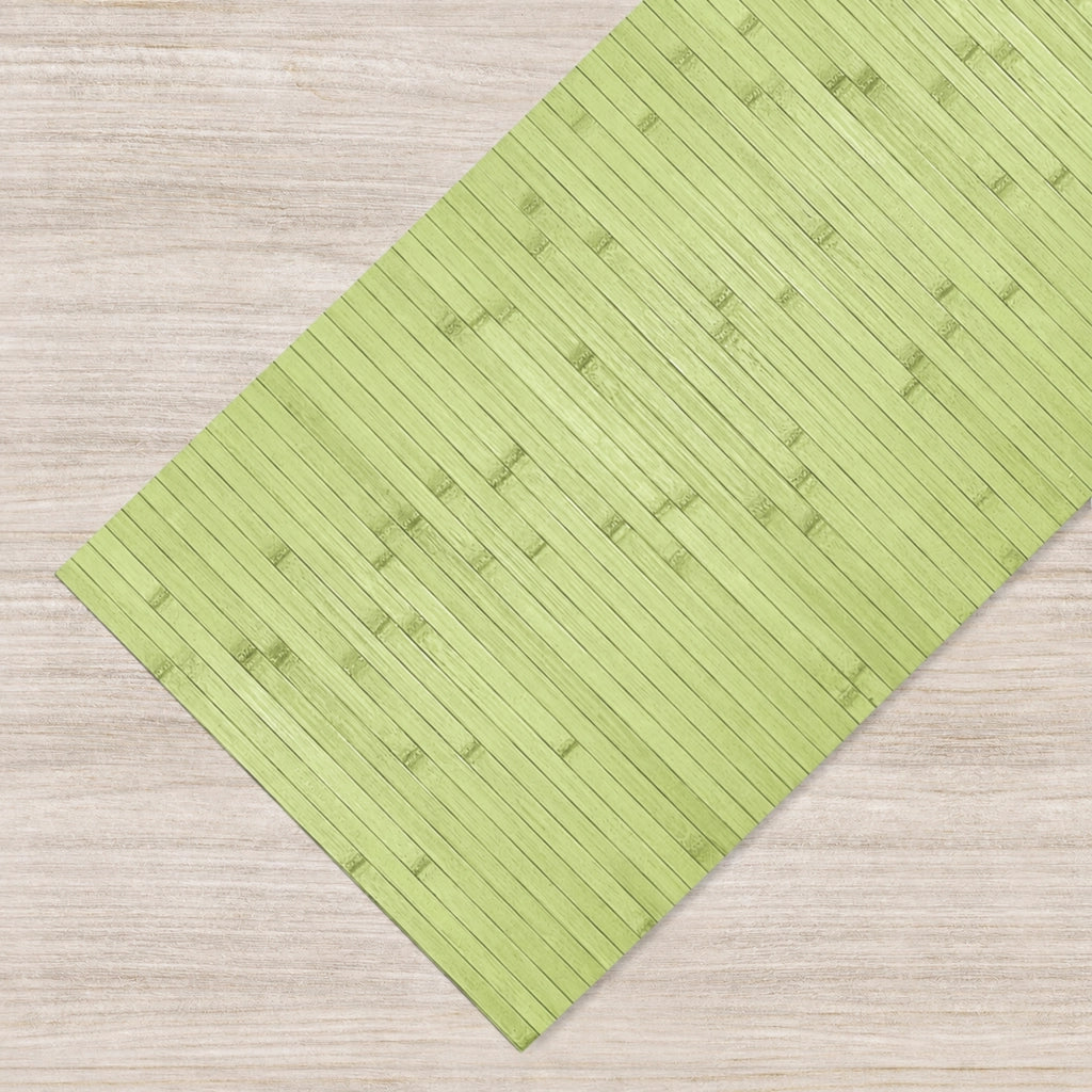 Tappeto Passatoia In Vero Bamboo Tappeto Cucina Ingresso In Legno Antiscivolo Aderente Lavabile E Antimacchia Tagliabile  Verde Lime - 50x200 cm
