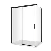 Box Doccia Ad Angolo Con Parete Fissa Laterale e Porta Frontale Con Chiusura Soft Close Ammortizzata H 200 8 MM Telaio Nero Opaco Cm 75 (73-75) x 170 (167-170)