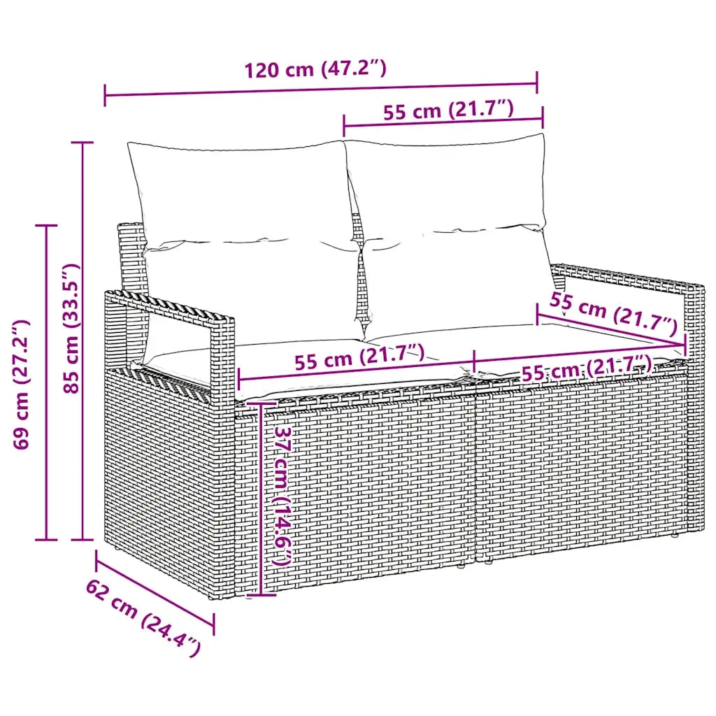 Set di divani 8 pcs Nero e Turchese polyrattan 3346306