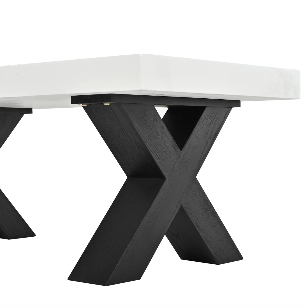 TAVOLINO DA CAFFÈ Rettangolare 100x50x40 cm Bianco/Nero in MDF