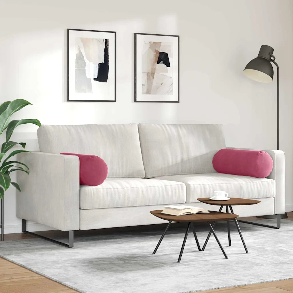 Cuscini a rullo 2 pcs Rosso Vino Ø 25 x 70 cm Tessuto in Cords 42014333