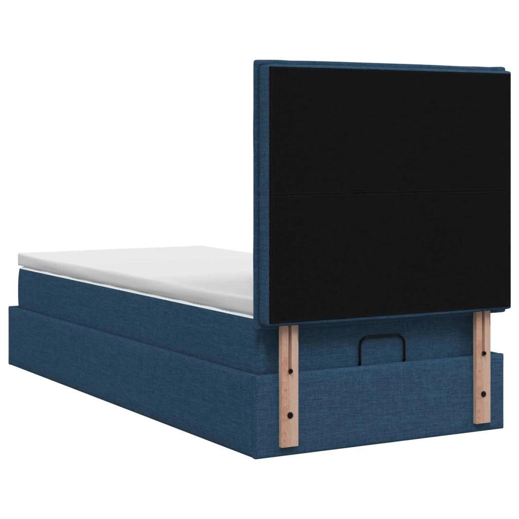 Letto ottomano con materasso Blu 100 x 200 cm Tessuto 3457389