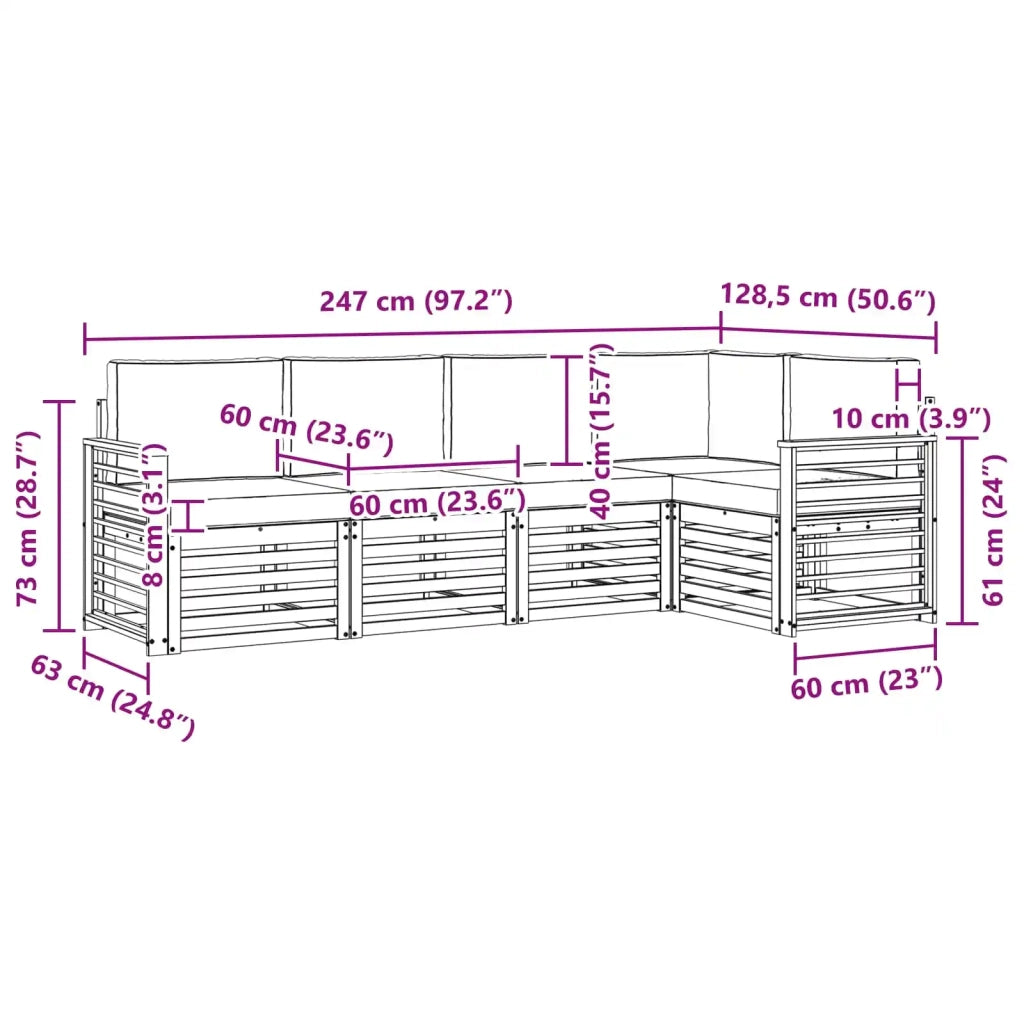 Set di divani da esterno 5 pcs Bianco e Antracite 3391847
