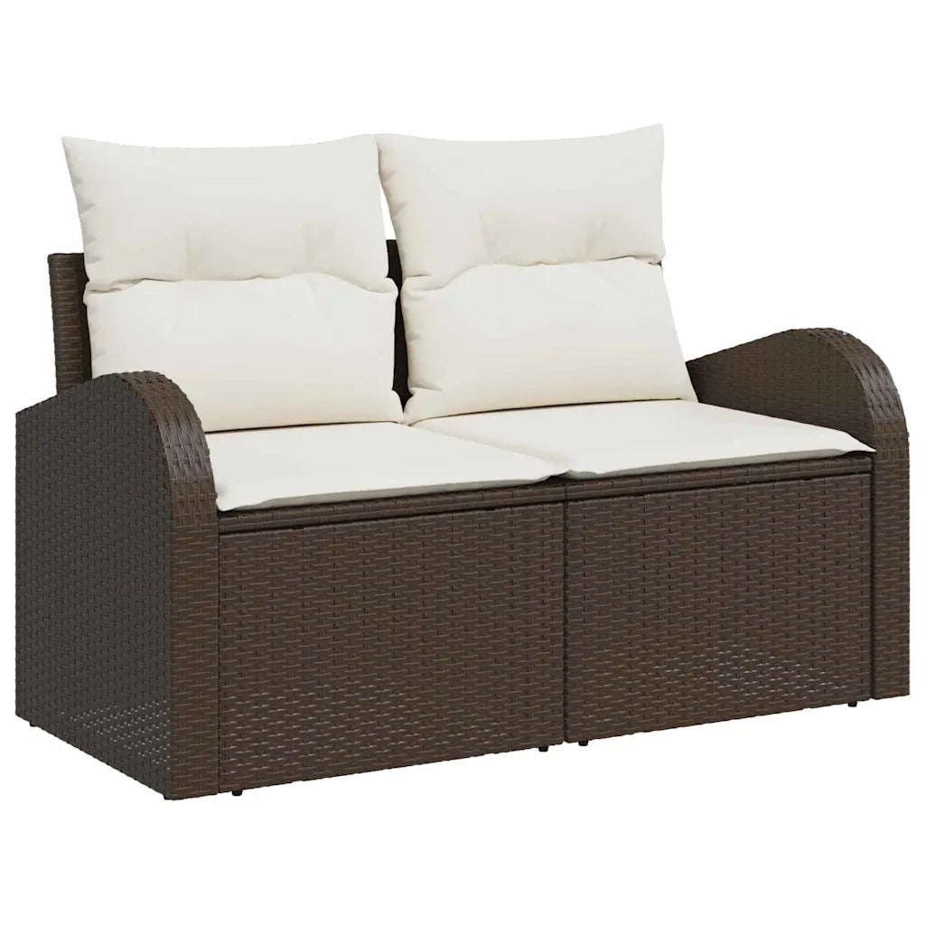 Set Divano da Giardino con cuscino 5 pcs Marrone e Crema