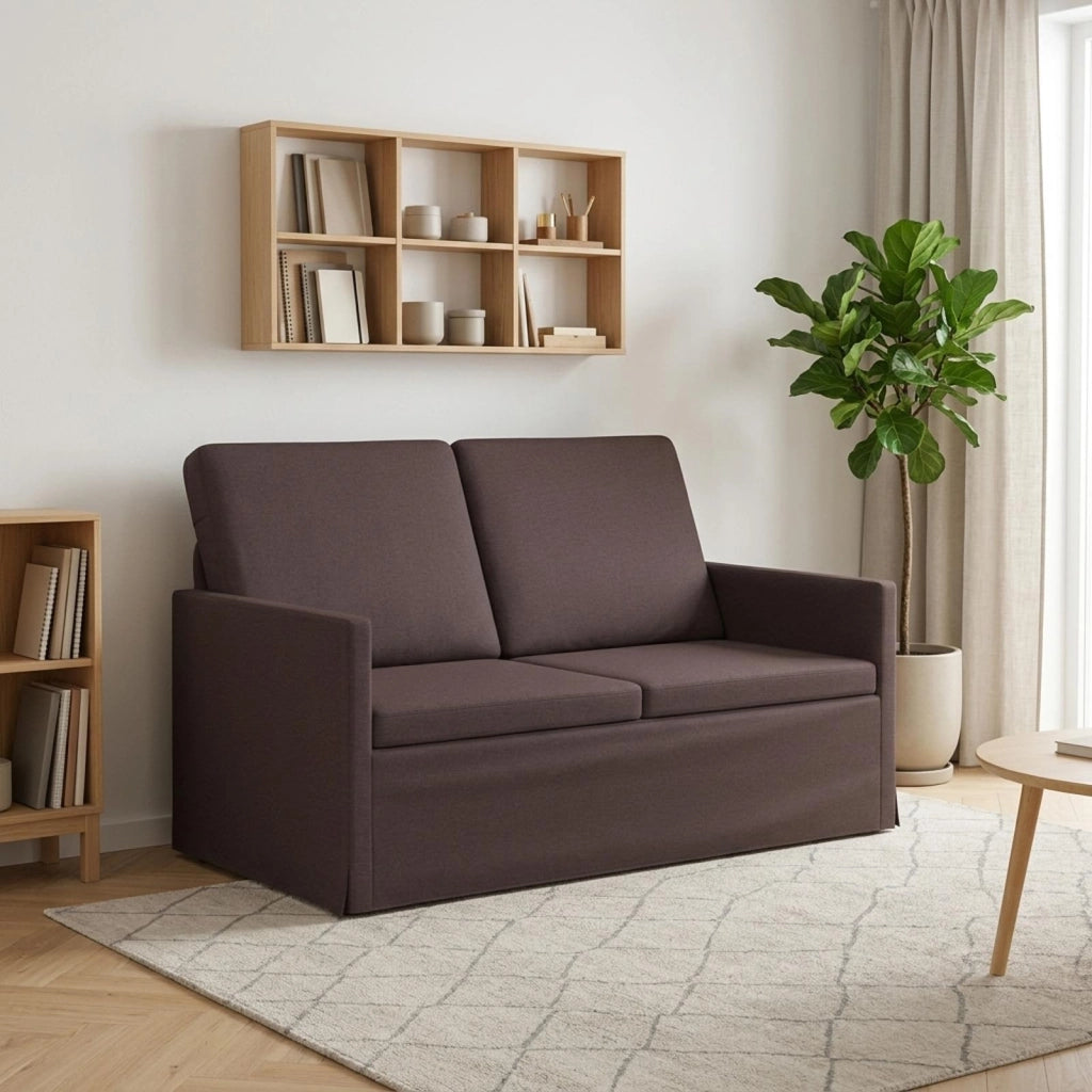 Divano a 2 posti Marrone Scuro 130 x 81 x 82 cm Tessuto 42041044