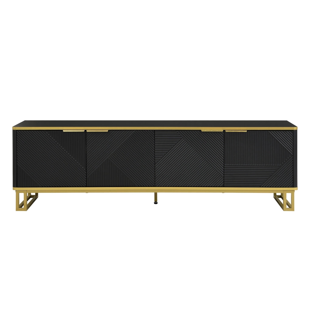 Mobile porta televisore 160 cm nero e oro con quattro ante