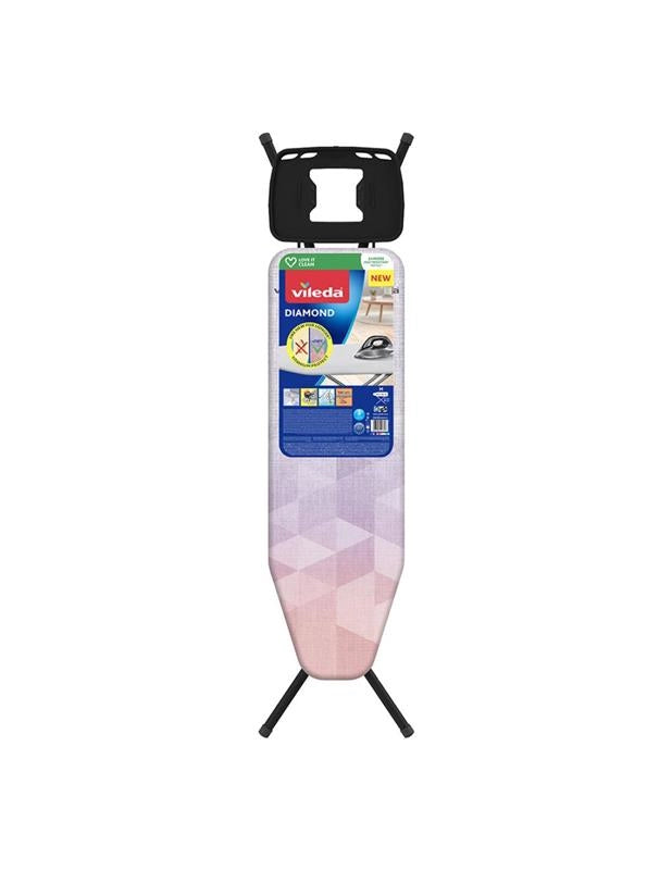 VILEDA ASSE DA STIRO DIAMOND TAGLIA M REGOLABILE POGGIAFERRO FORMATO XL STABILE E SICURA SISTEMA SICUREZZA PER BAMBINI 120X38 CM OKX