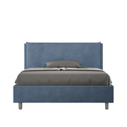 Letto Matrimoniale Francese 140x190 cm Senza Rete Imbottito in Microfibra Appia Large Blu