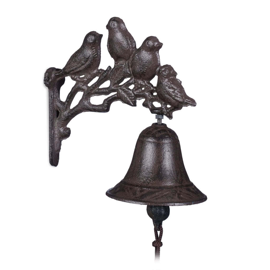 Campanello da porta a parete vintage stile country 17 x 10 x 17 cm in ghisa marrone 13_0005036
