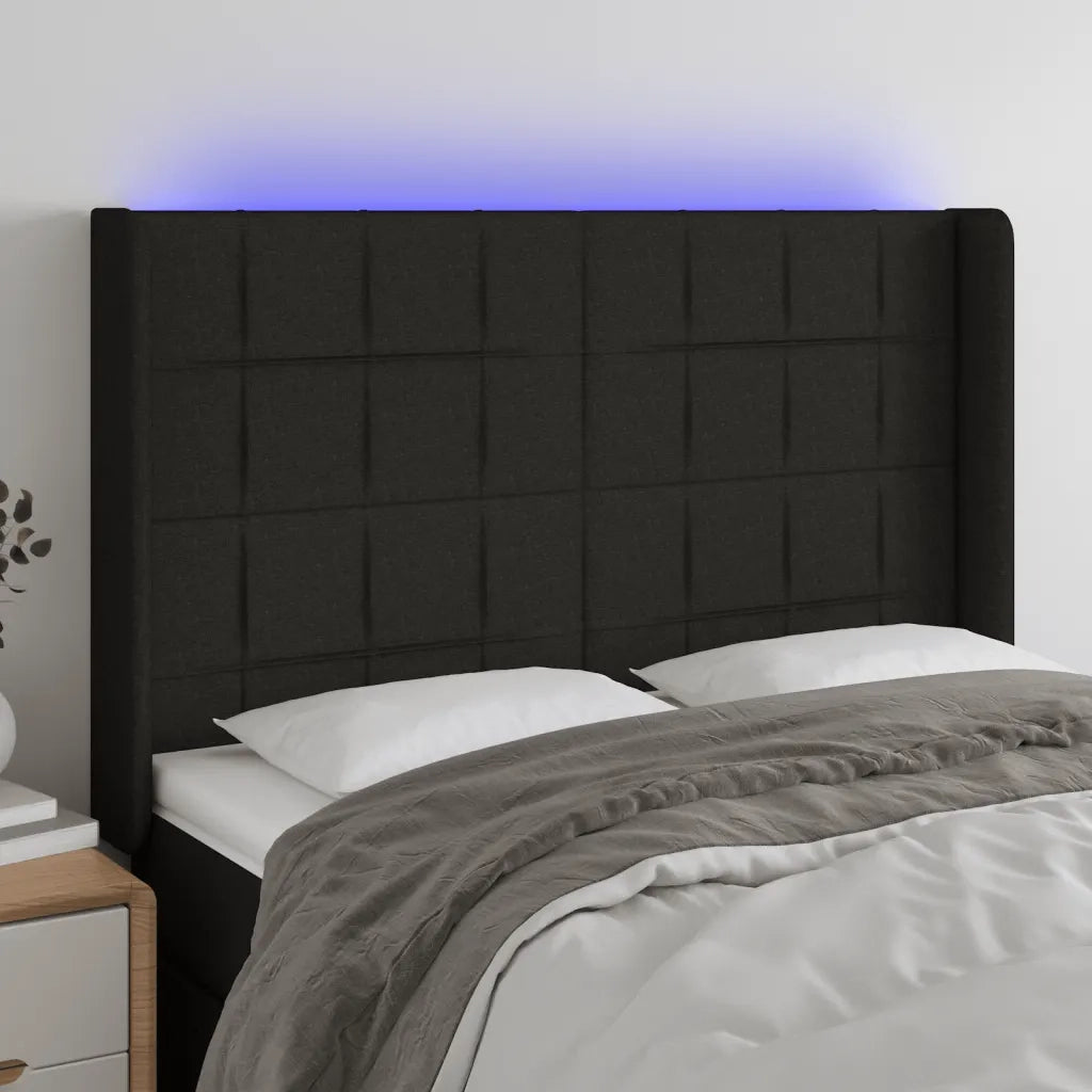 Testiera a LED-Testata con LED Nera 147x16x118/128 cm in Tessuto 821521