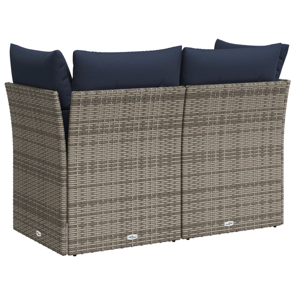 Divano da Giardino con Cuscini 2 Posti Grigio in Polyrattan 366164