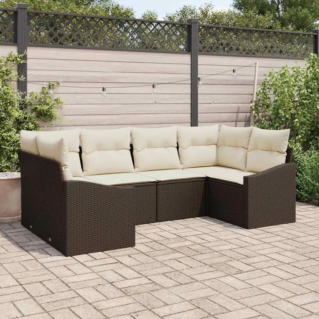 Set Divano da Giardino 6 pcs Marrone e Crema polyrattan 3355527