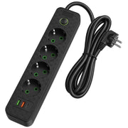 Multipresa Con Prolunga, 4 Prese + 2 Porte Usb-a + Usb-c Jnh021-4a Black