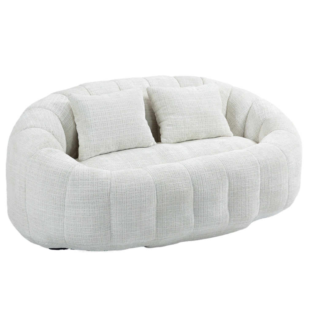 Divano sacco 150x95x63 cm con imbottitura in schiuma; chenille beige