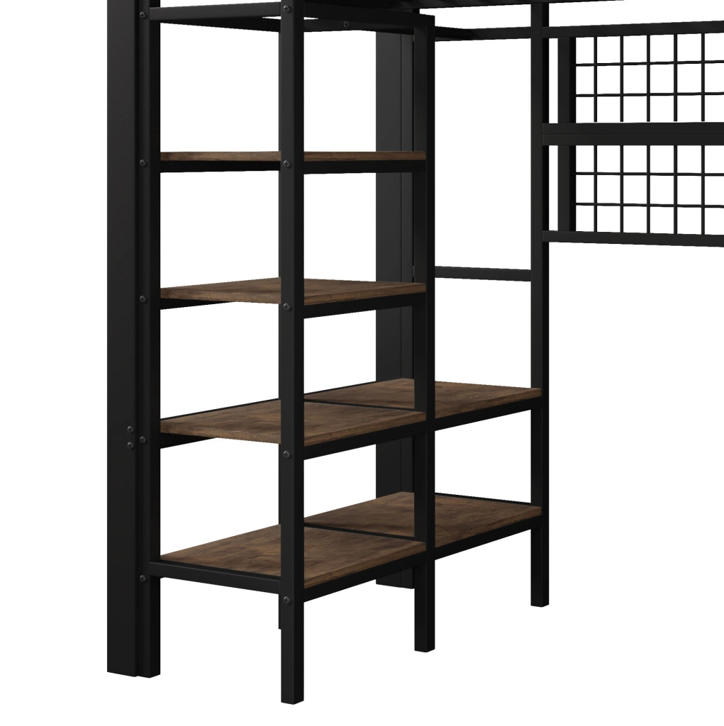 LETTO a soppalco 90x200 cm in metallo e MDF nero