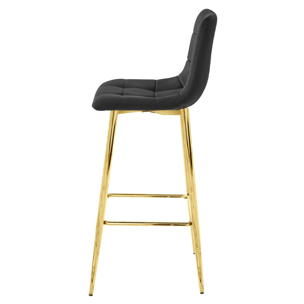 Sgabello Valora TEOTO in velluto nero con gambe dorate