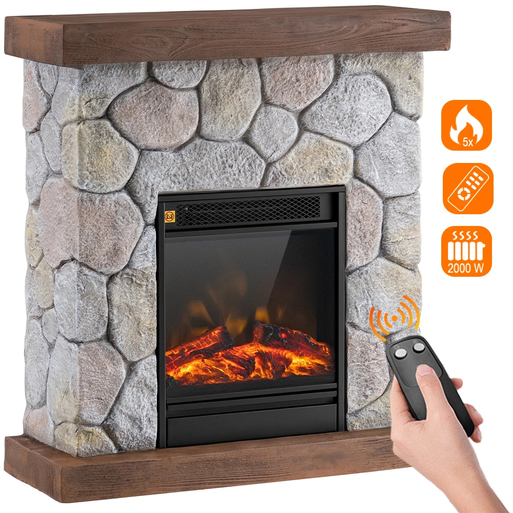 Camino Elettrico Cortina con Fiamma Realistica Caminetto Riscaldamento 2000 W