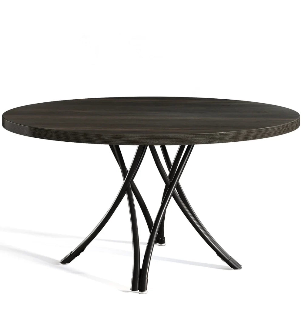 Tavolo da pranzo rotondo ULEVR ?120 cm nero per 4-6 persone, con gambe a croce