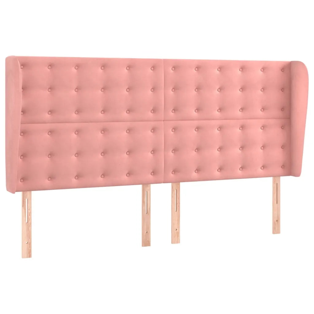 Testiera ad Orecchio-Testata con Orecchie Rosa 183x23x118/128 cm in Velluto 156279