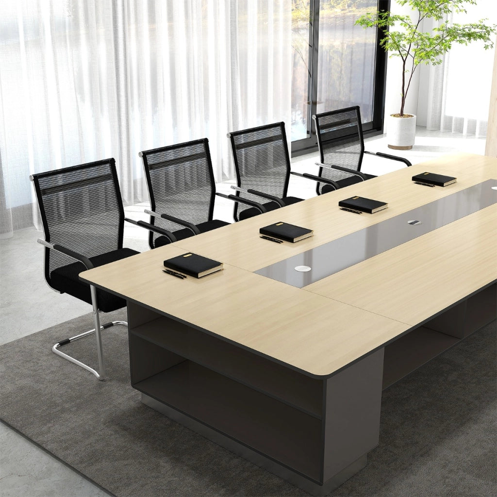 Set sedie da ospite per ufficio 4 pezzi e scrivania da ufficio industriale, Sedie da conferenza in rete e scrivania per computer-Ufficio e studio