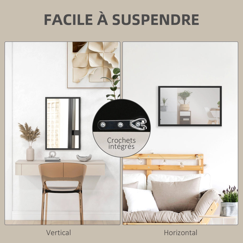Specchio da Parete Rettangolare ¨C Xylo ¨C 50x70 cm Cornice Legno Nero