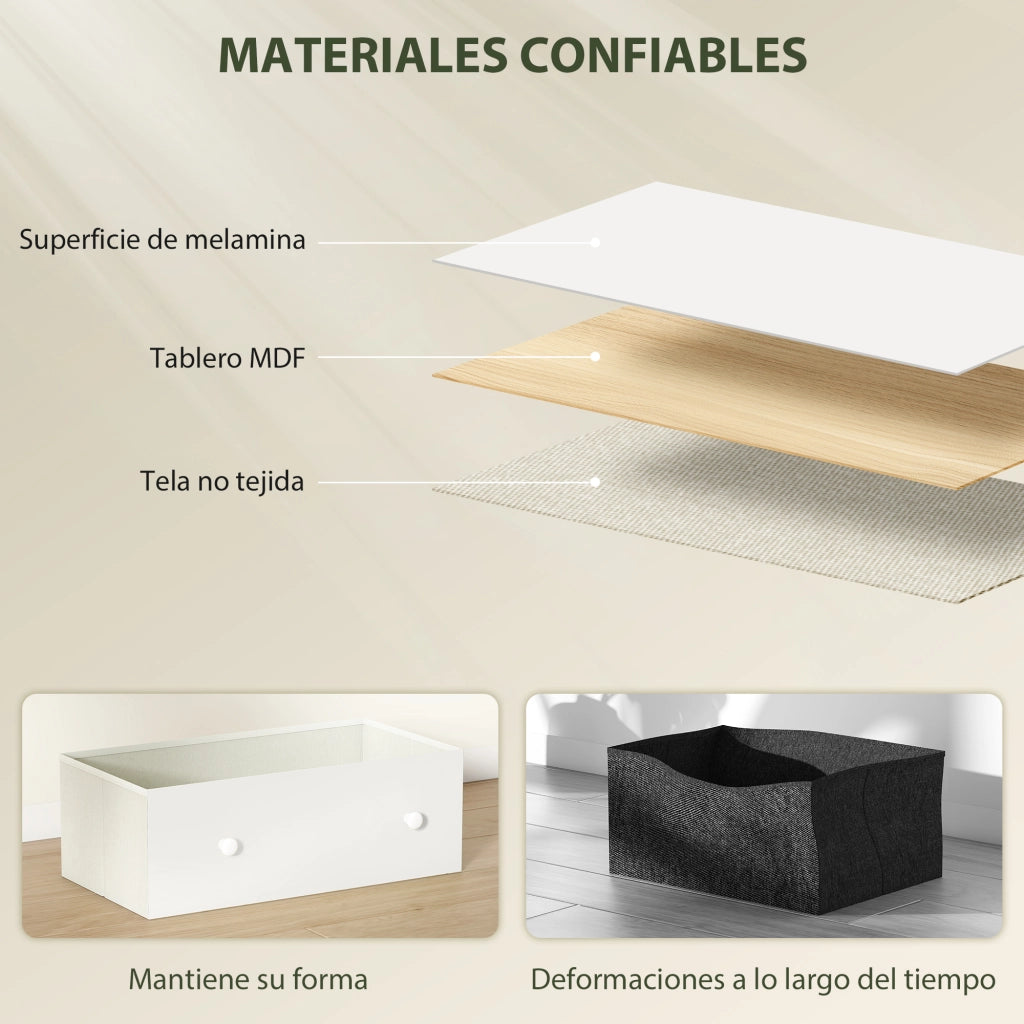 Cassettiera con 6 cassetti ¨C Minimal ¨C Tessuto, acciaio, MDF, bianco e grigio