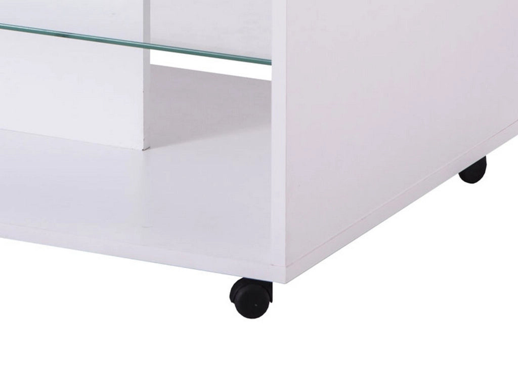 Giussano, Tavolino da Salotto 2 Vani, 101x60x45h cm Bianco