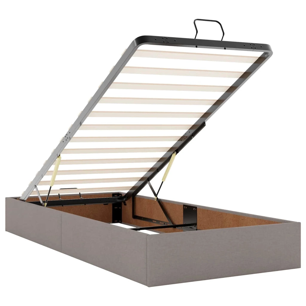 Letto ottomano con materasso Tortora 80 x 200 cm Tessuto 3457366