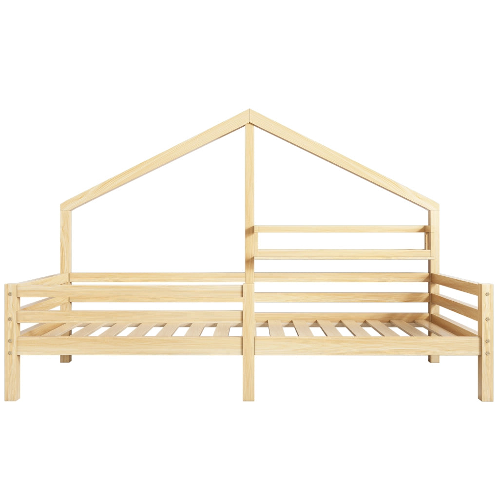 Letto per bambini 90 × 200 cm con barriera; mensola e senza materasso; in pino; stile scandinavo; finitura naturale
