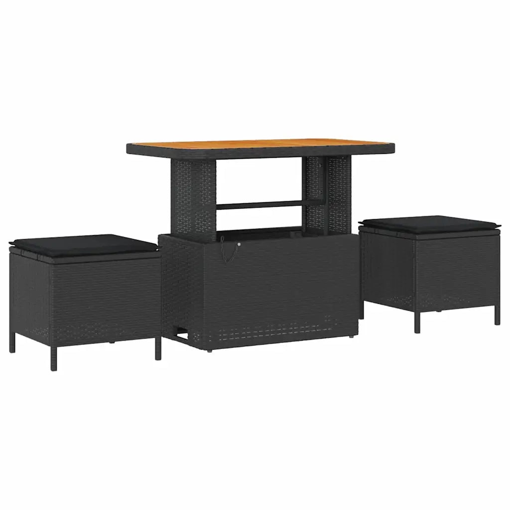 Set Divano da Giardino con cuscino 13 pcs Nero Poly Rattan