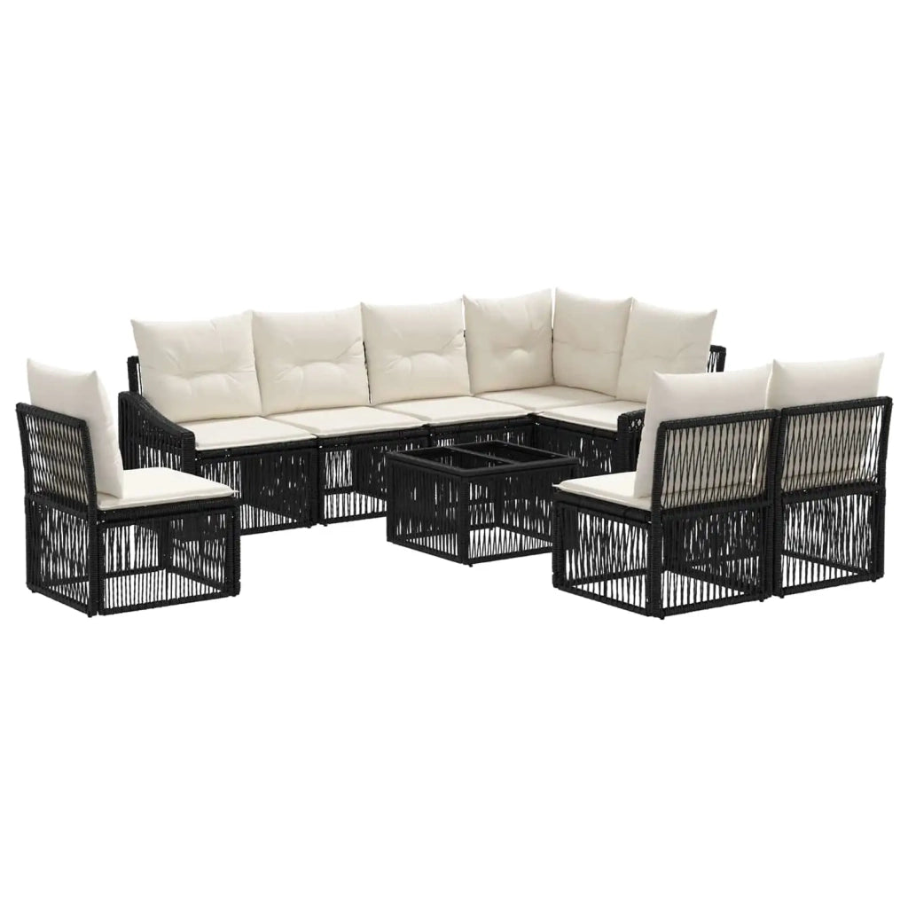 Set Divano da Giardino 9 pz Nero polyrattan 3436024