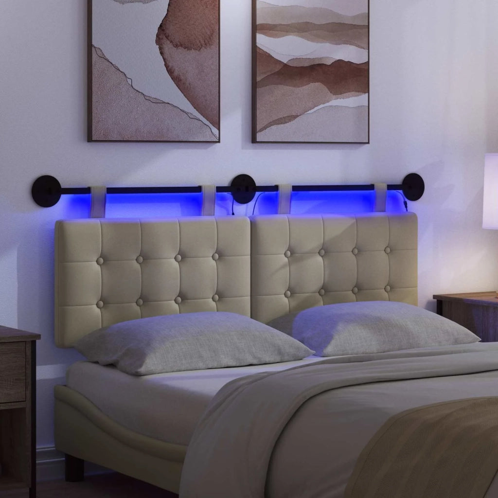 Testiera | Testata sospesa Con luce LED Crema Similpelle