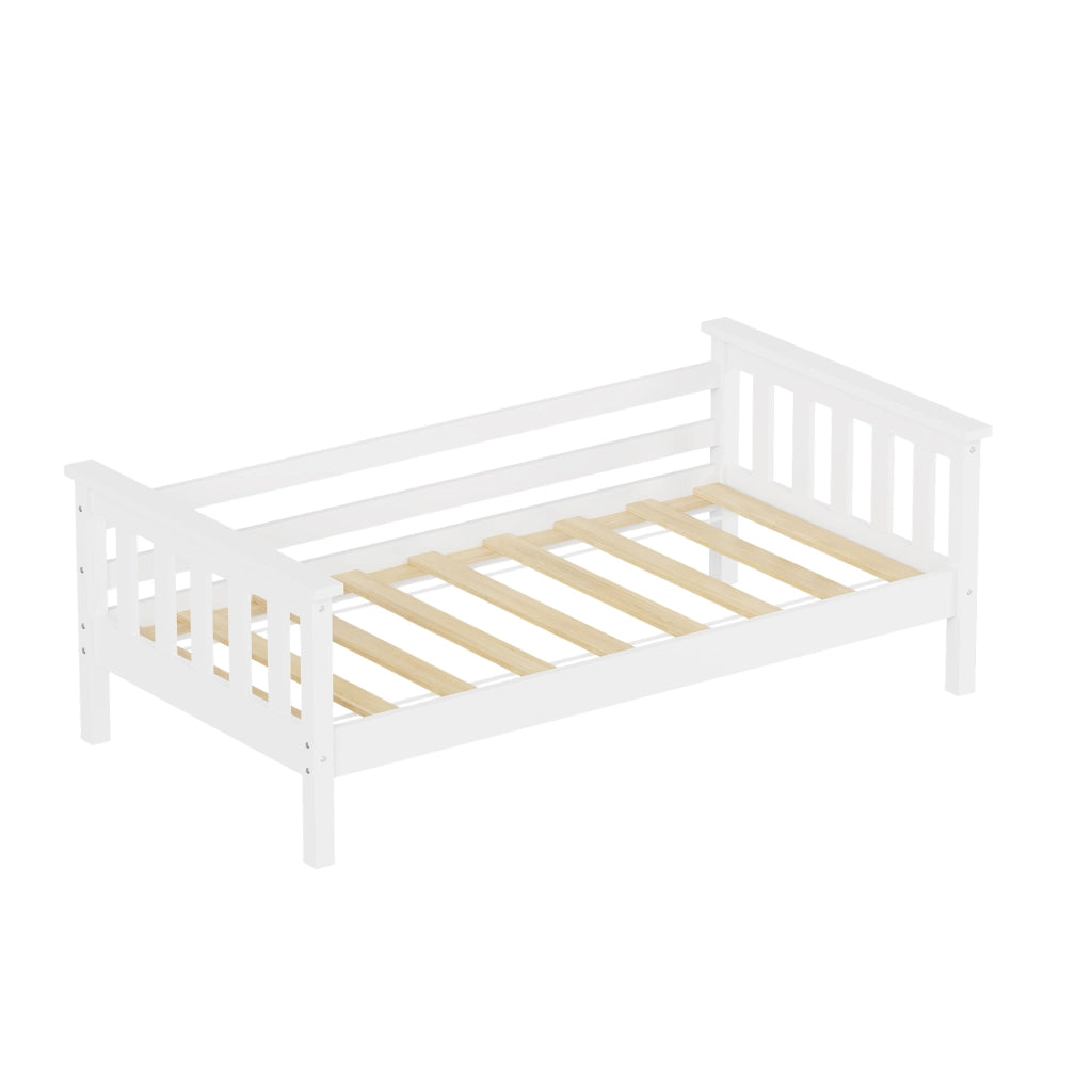 Letto per Cameretta Nuuk in Legno di Pino con Barre Protettive 70x140 cm Bianco [en.casa]