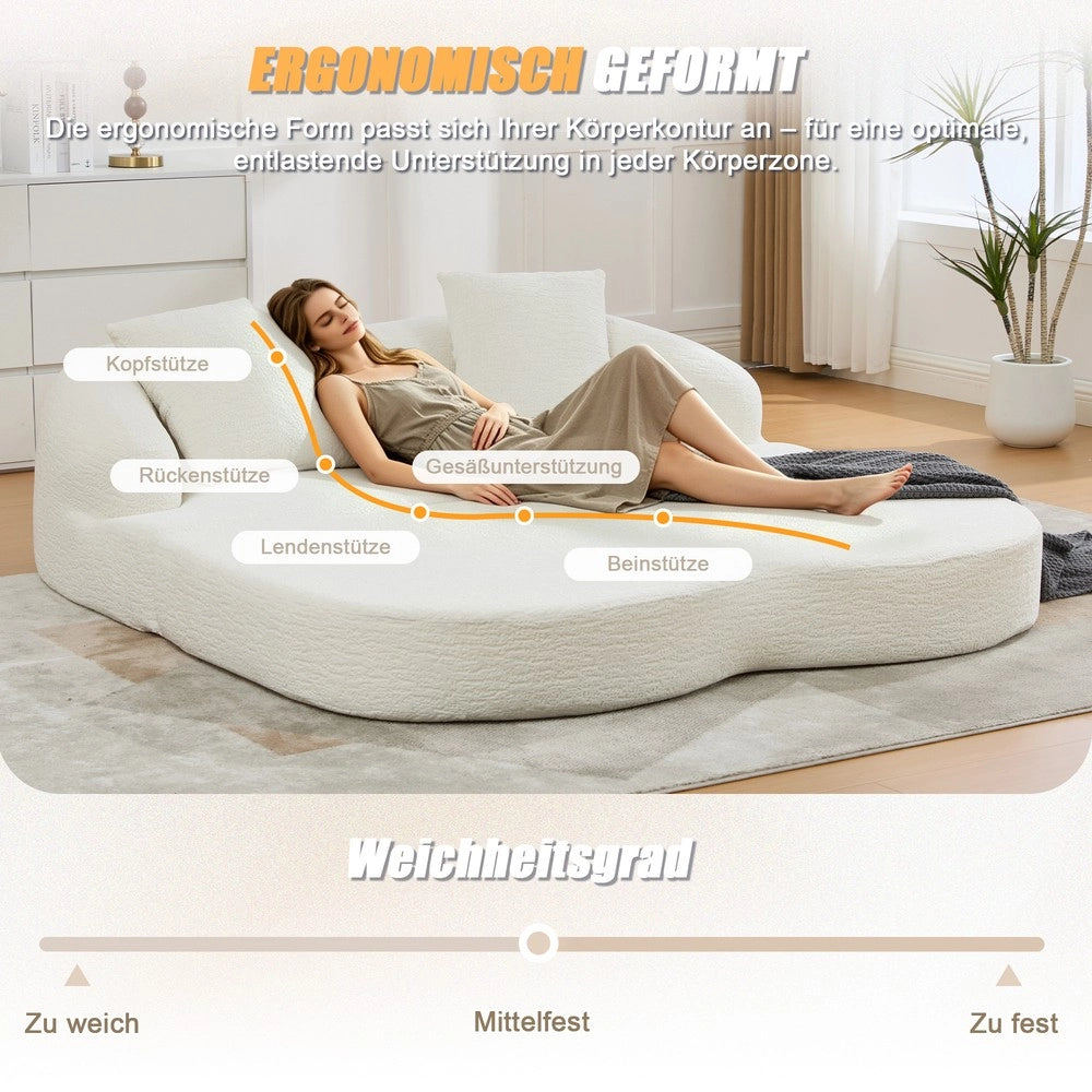 Divano letto ¨C Minimal ¨C 2 posti, beige, tessuto chenille, con cuscini
