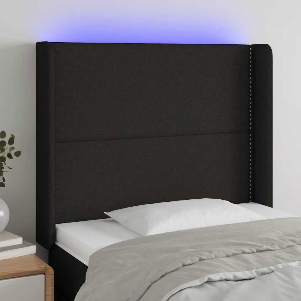 Testiera a LED-Testata con LED Nera 103x16x118/128 cm in Tessuto 506924