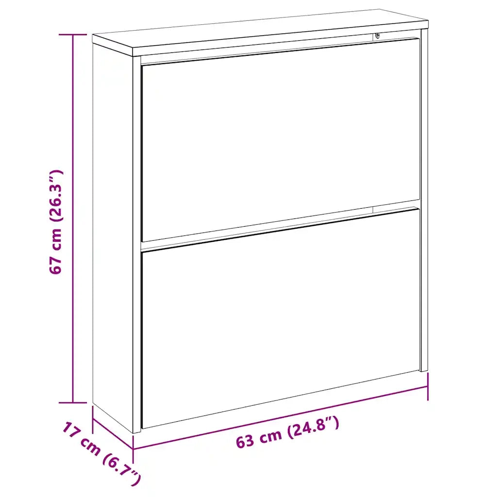 Scarpiera con 2 Ripiani e Specchio Bianco 63x17x67 cm 243046